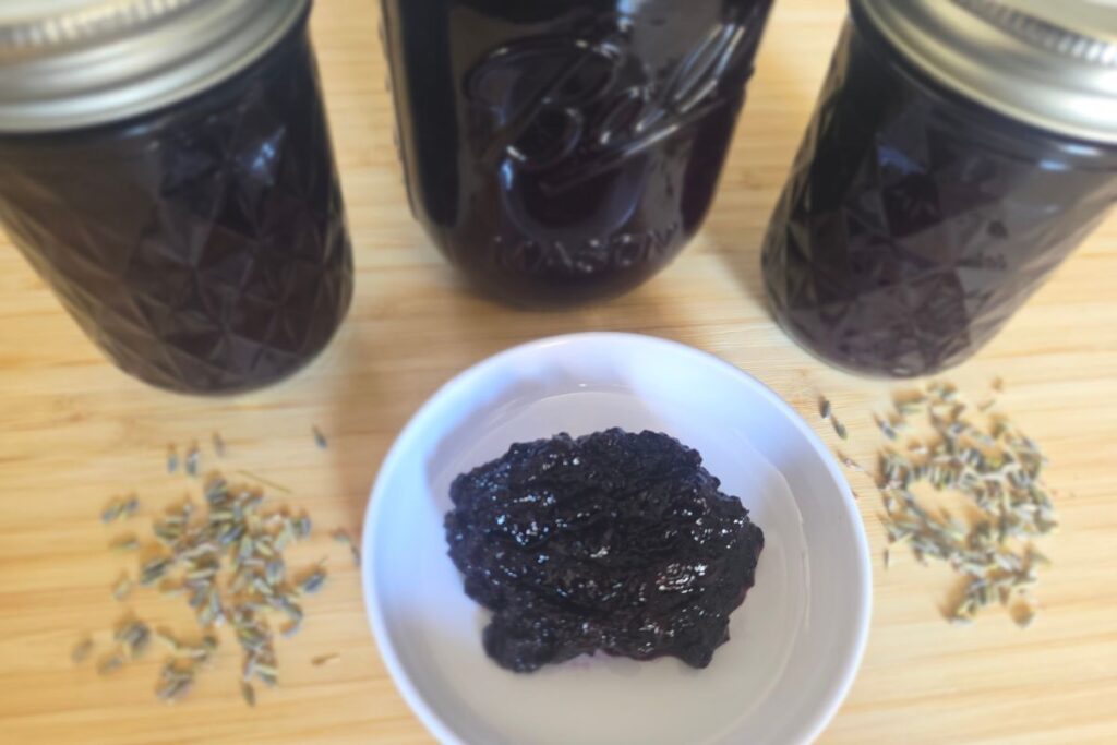 Blueberry Lavender Jam on counter