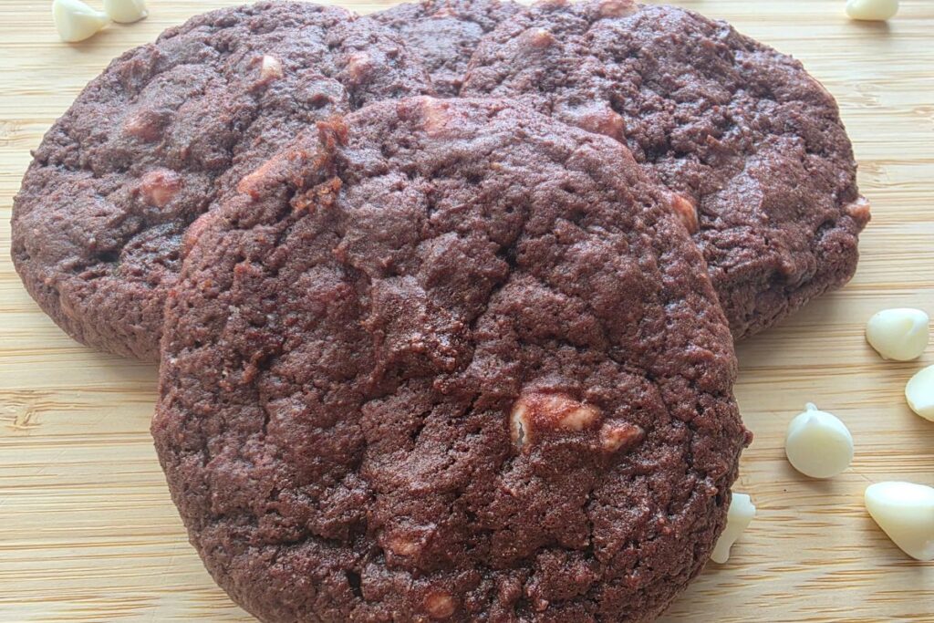 fresh milled red velvet cookies on counter