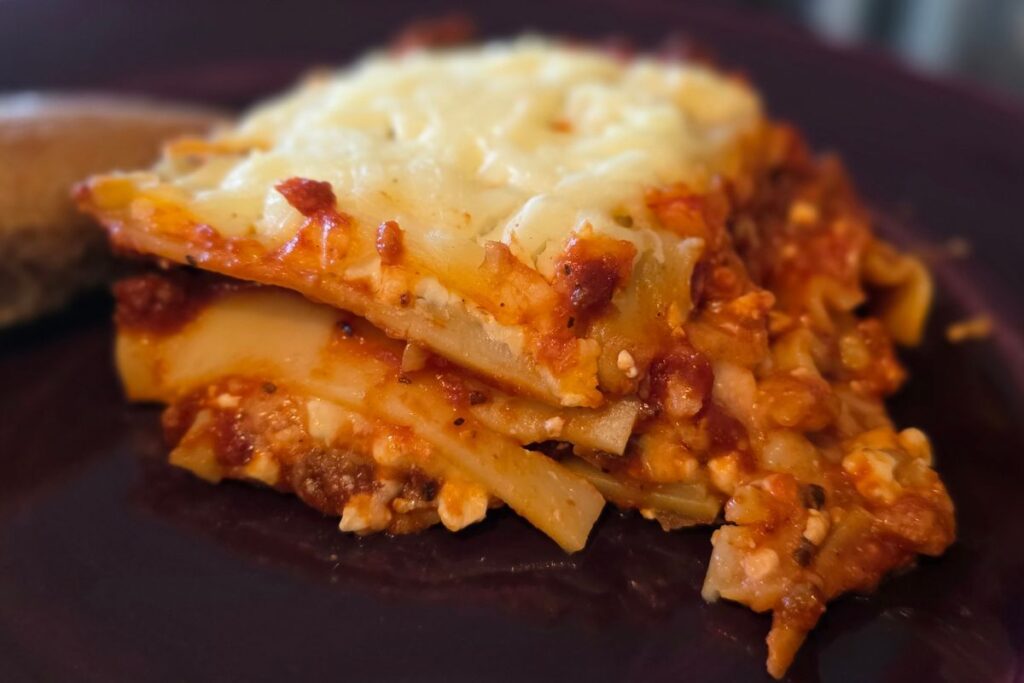 easy creamy lasagna served on plate