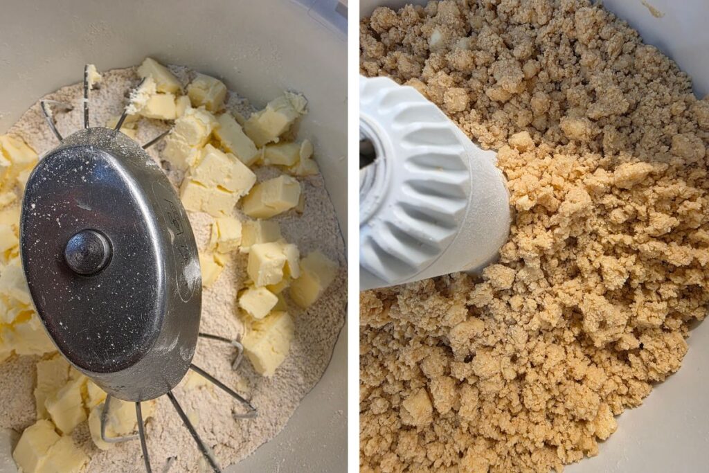 Mixing flaky fresh milled pie crust