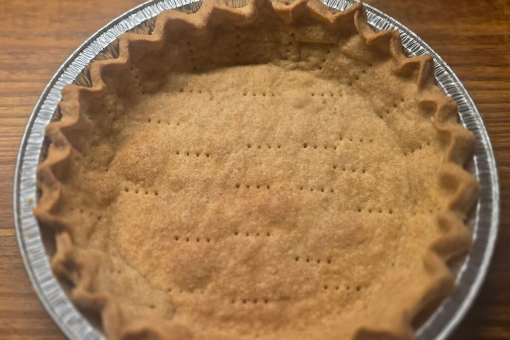 fresh milled pie crust in pan