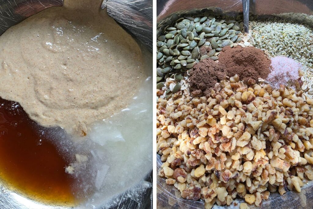 sourdough fruit and nut granola ingredients
