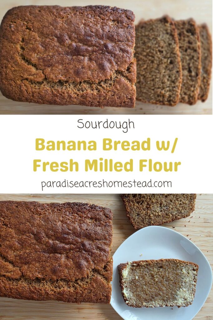 Sourdough Fresh Milled Banana Bread pin image