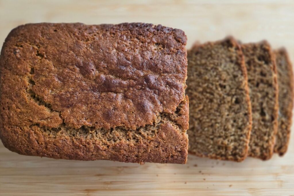 Sliced Fresh Milled Banana Bread on Board
