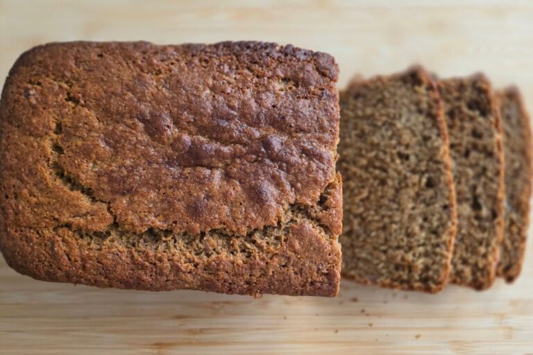Sliced Fresh Milled Banana Bread on Board