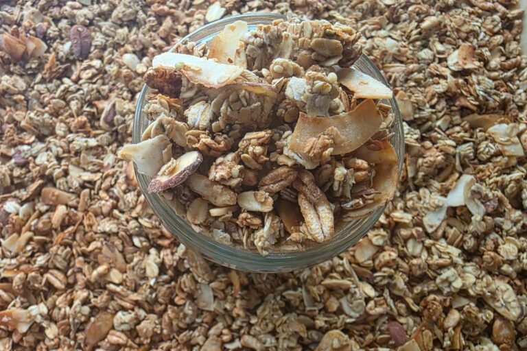 Sourdough Honey Almond Granola in a jar