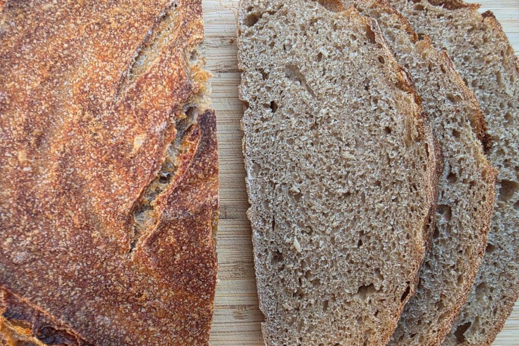 sliced fresh milled sourdough bread
