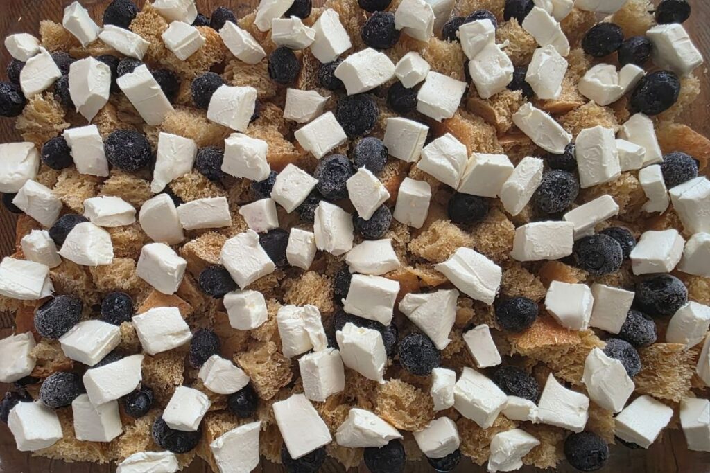 blueberry cream cheese french toast casserole ready to bake